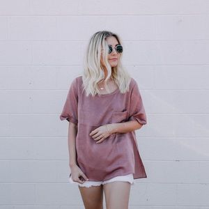 LUCA + GRAE Pink Silk Pocket Tee